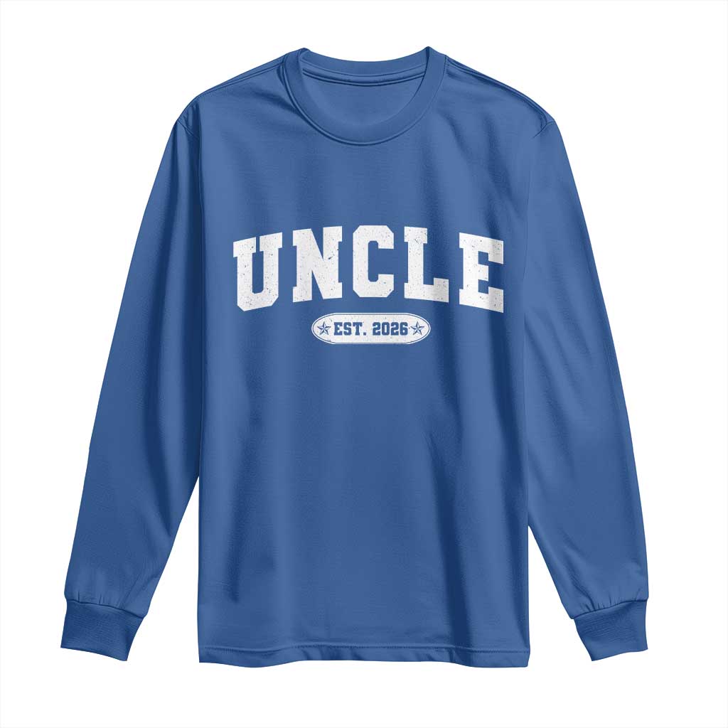Promoted To Uncle Est 2026 Long Sleeve Shirt New Uncle Gift TS10 Royal Blue Print Your Wear