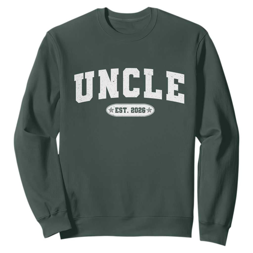 Promoted To Uncle Est 2026 Sweatshirt New Uncle Gift TS10 Dark Forest Green Print Your Wear