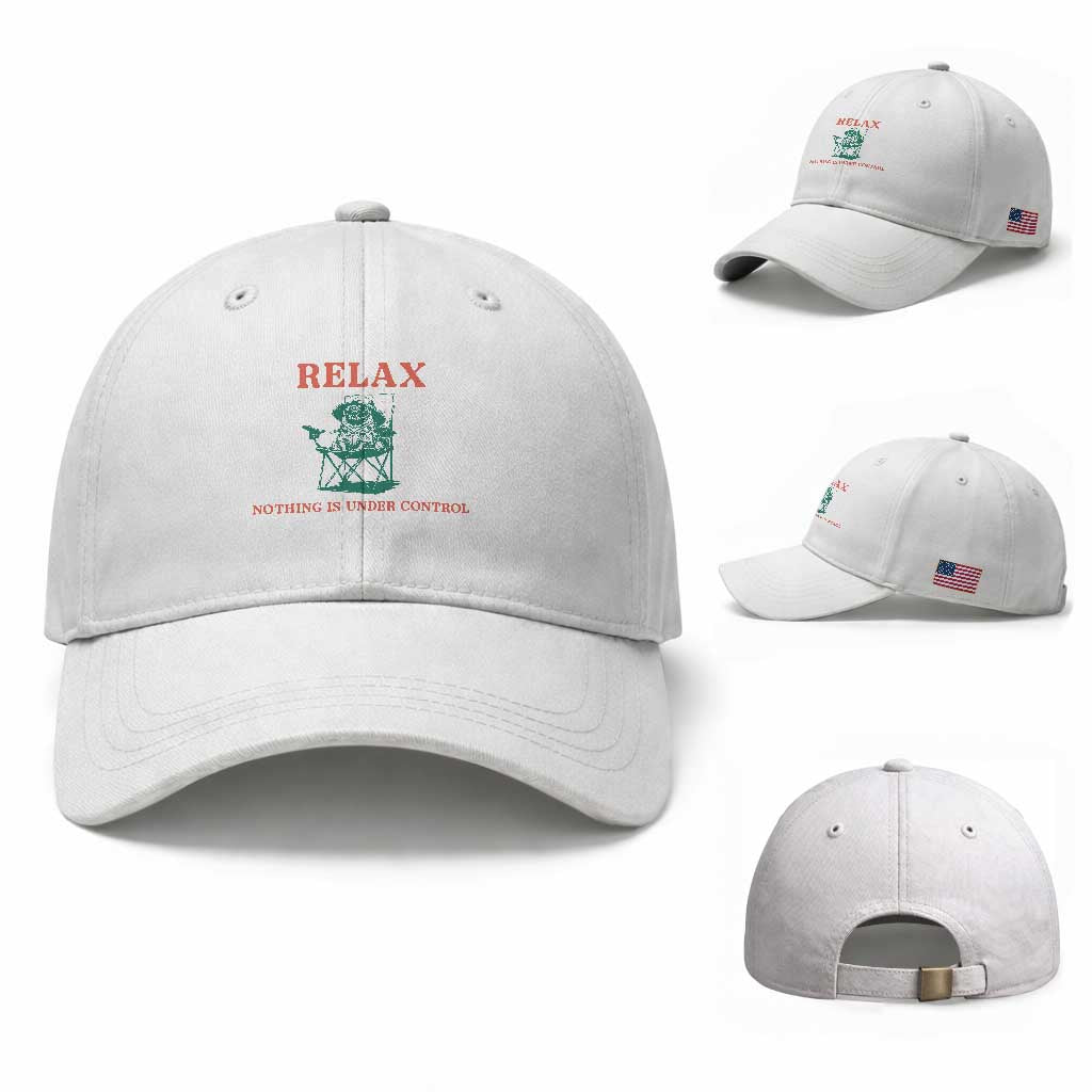 Chill Pug Baseball Cap Vintage Dog Lovers Relax Nothing Is Under Control Summer Chilling Vibes TS10 Baseball Cap Universal Fit White Print Your Wear