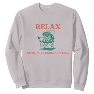 Chill Pug Sweatshirt Vintage Dog Lovers Relax Nothing Is Under Control Summer Chilling Vibes TS10 Ice Gray Print Your Wear
