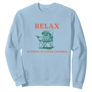 Chill Pug Sweatshirt Vintage Dog Lovers Relax Nothing Is Under Control Summer Chilling Vibes TS10 Light Blue Print Your Wear