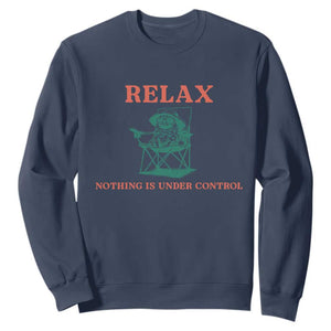 Chill Pug Sweatshirt Vintage Dog Lovers Relax Nothing Is Under Control Summer Chilling Vibes TS10 Navy Print Your Wear