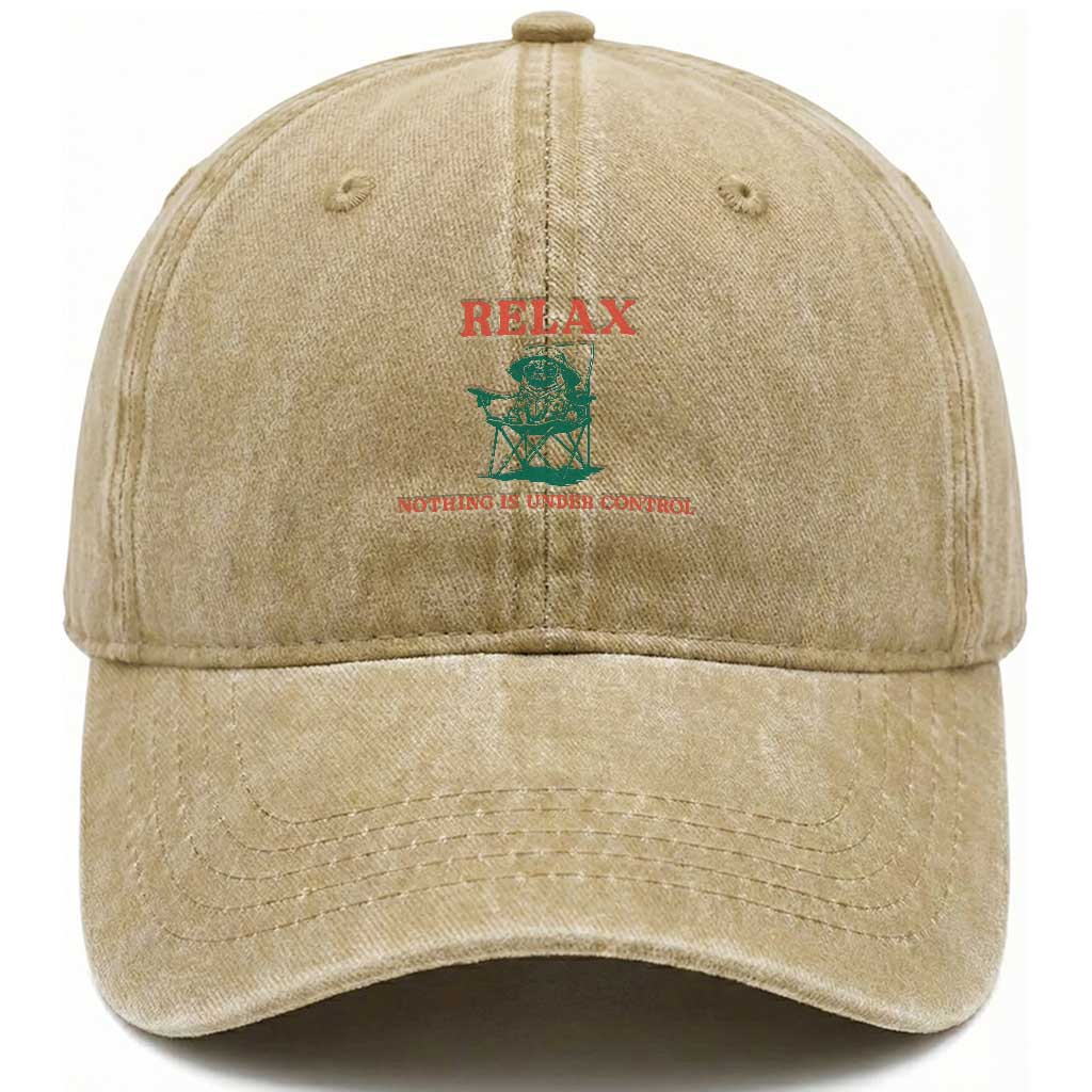 Chill Pug Washed Cotton Baseball Cap Vintage Dog Lovers Relax Nothing Is Under Control Summer Chilling Vibes TS10 Print Your Wear