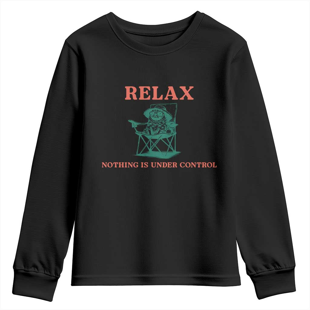 Chill Pug Youth Sweatshirt Vintage Dog Lovers Relax Nothing Is Under Control Summer Chilling Vibes TS10 Black Print Your Wear