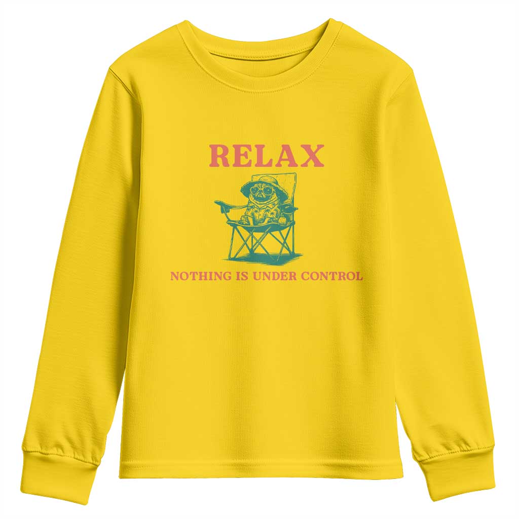 Chill Pug Youth Sweatshirt Vintage Dog Lovers Relax Nothing Is Under Control Summer Chilling Vibes TS10 Daisy Print Your Wear