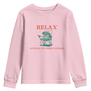 Chill Pug Youth Sweatshirt Vintage Dog Lovers Relax Nothing Is Under Control Summer Chilling Vibes TS10 Light Pink Print Your Wear