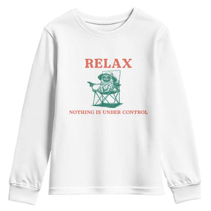 Chill Pug Youth Sweatshirt Vintage Dog Lovers Relax Nothing Is Under Control Summer Chilling Vibes TS10 White Print Your Wear