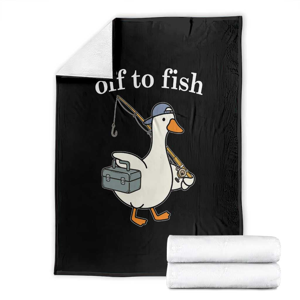 Funny Goose Fishing Throw Blanket Off to Fish Cute Waterfowl Angler Gift for Fishing Lovers TS10 Black Print Your Wear