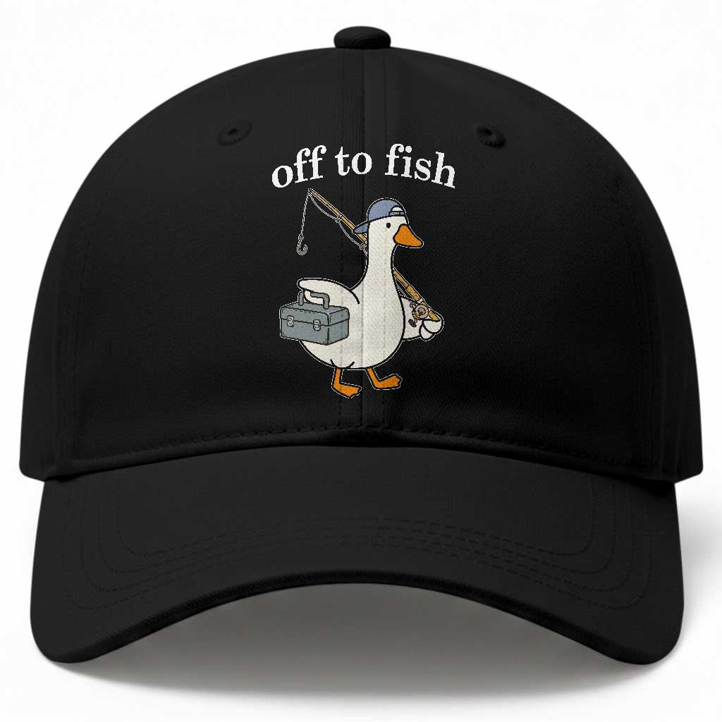 Funny Goose Fishing Baseball Cap Off to Fish Cute Waterfowl Angler Gift for Fishing Lovers TS10 Print Your Wear