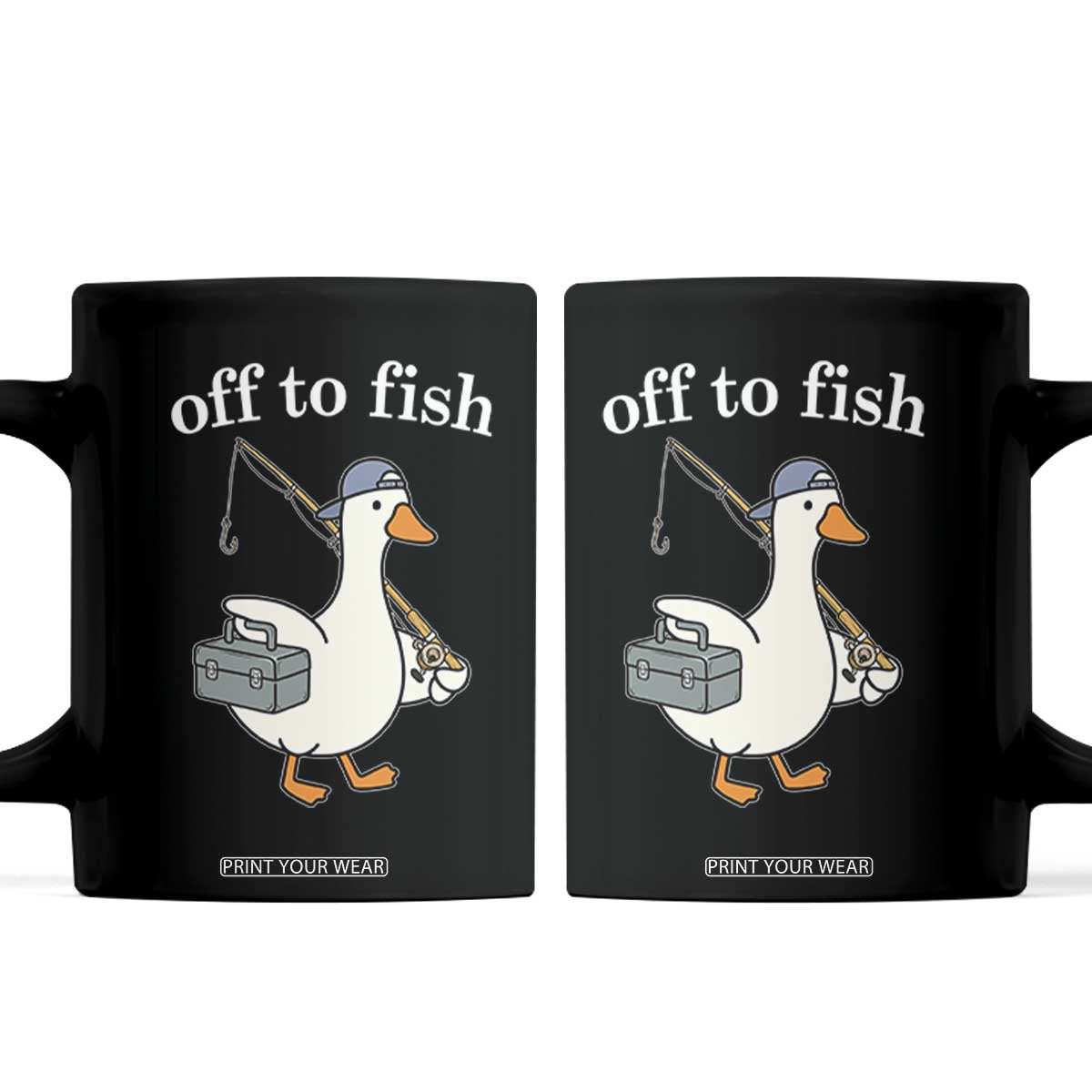 Funny Goose Fishing Coffee Mug Off to Fish Cute Waterfowl Angler Gift for Fishing Lovers TS10 Black Print Your Wear