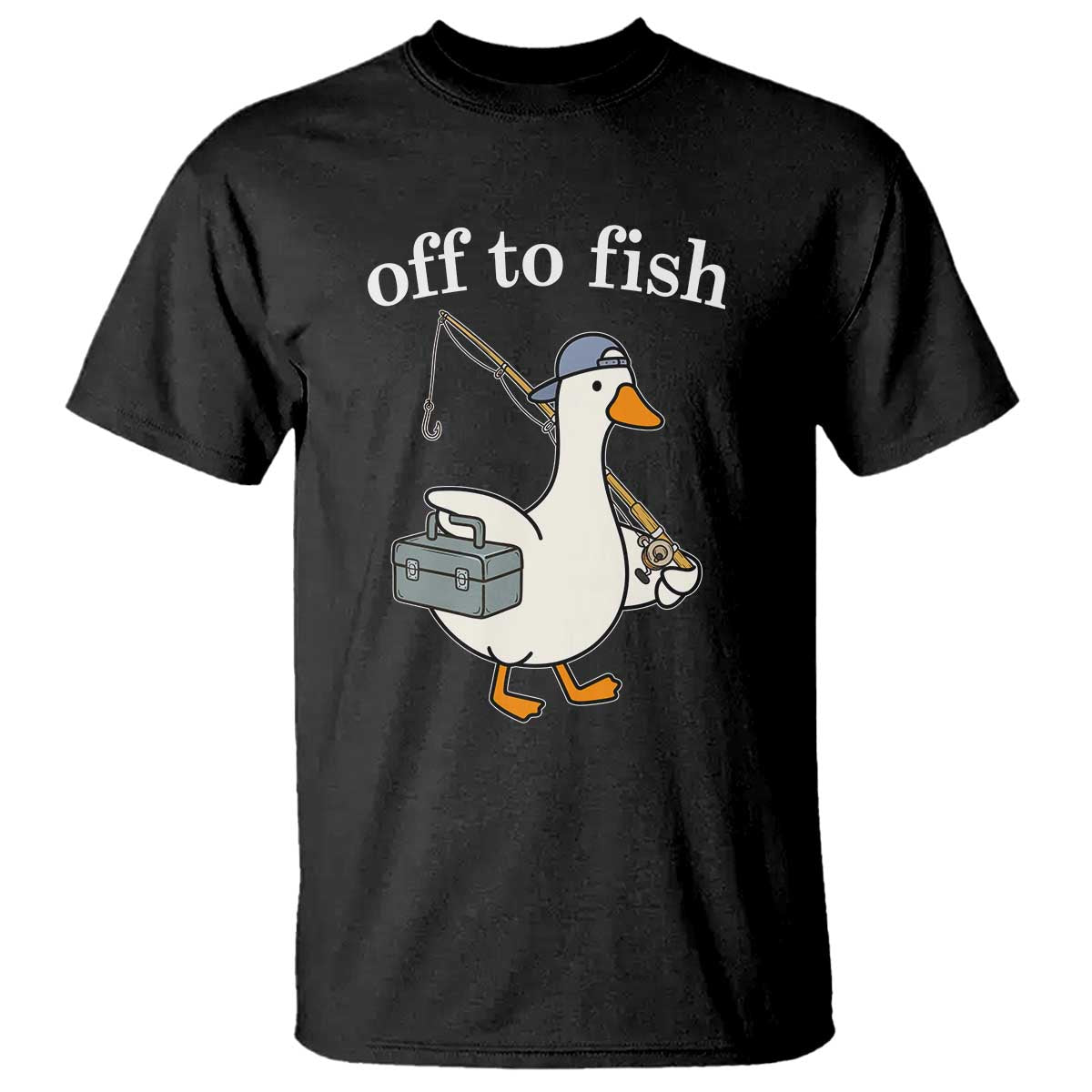 Funny Goose Fishing T Shirt Off to Fish Cute Waterfowl Angler Gift for Fishing Lovers TS10 Black Print Your Wear