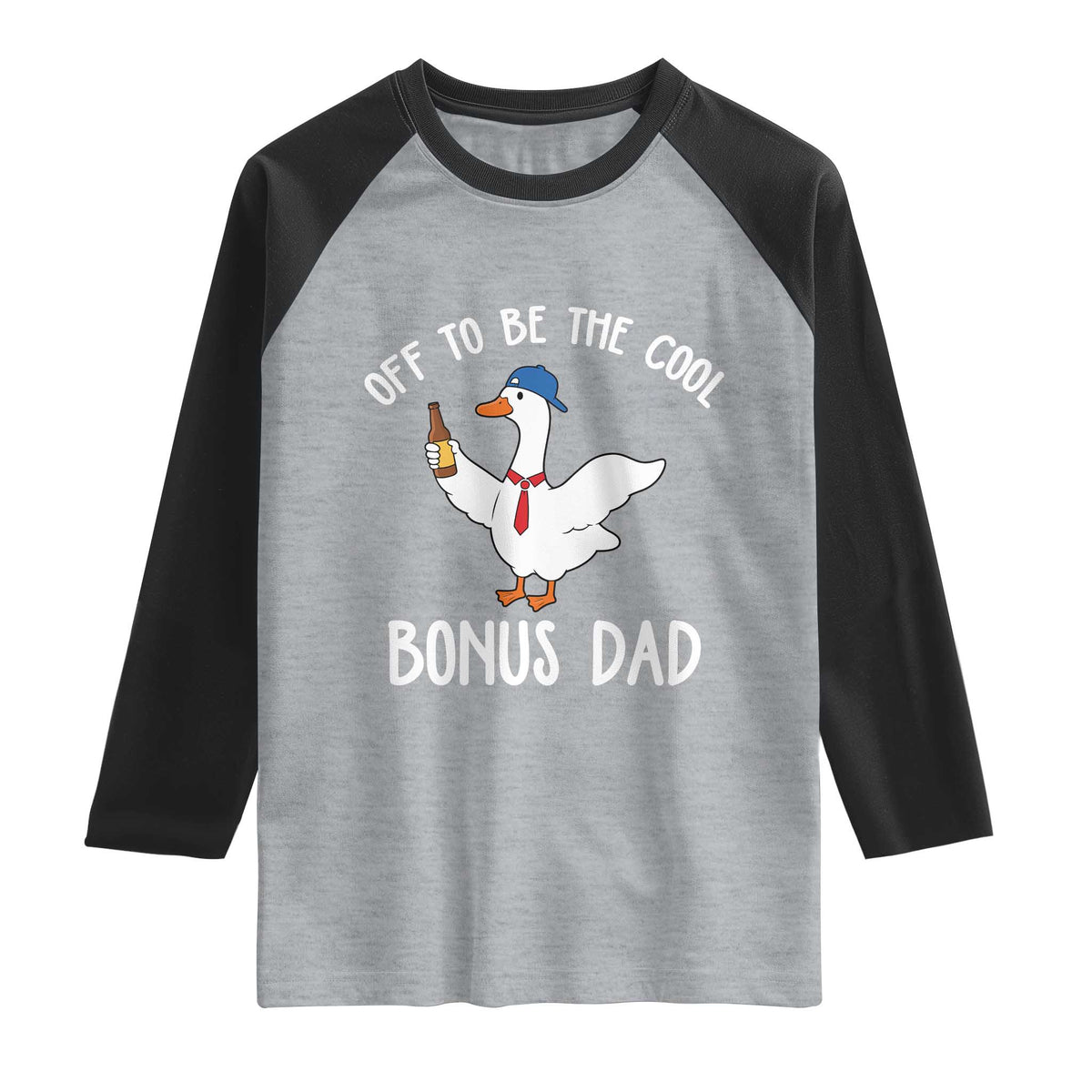 Funny Stepdad Silly Goose Raglan Shirt Off To Be The Cool Bonus Dad TS10 Heather Gray Black Print Your Wear