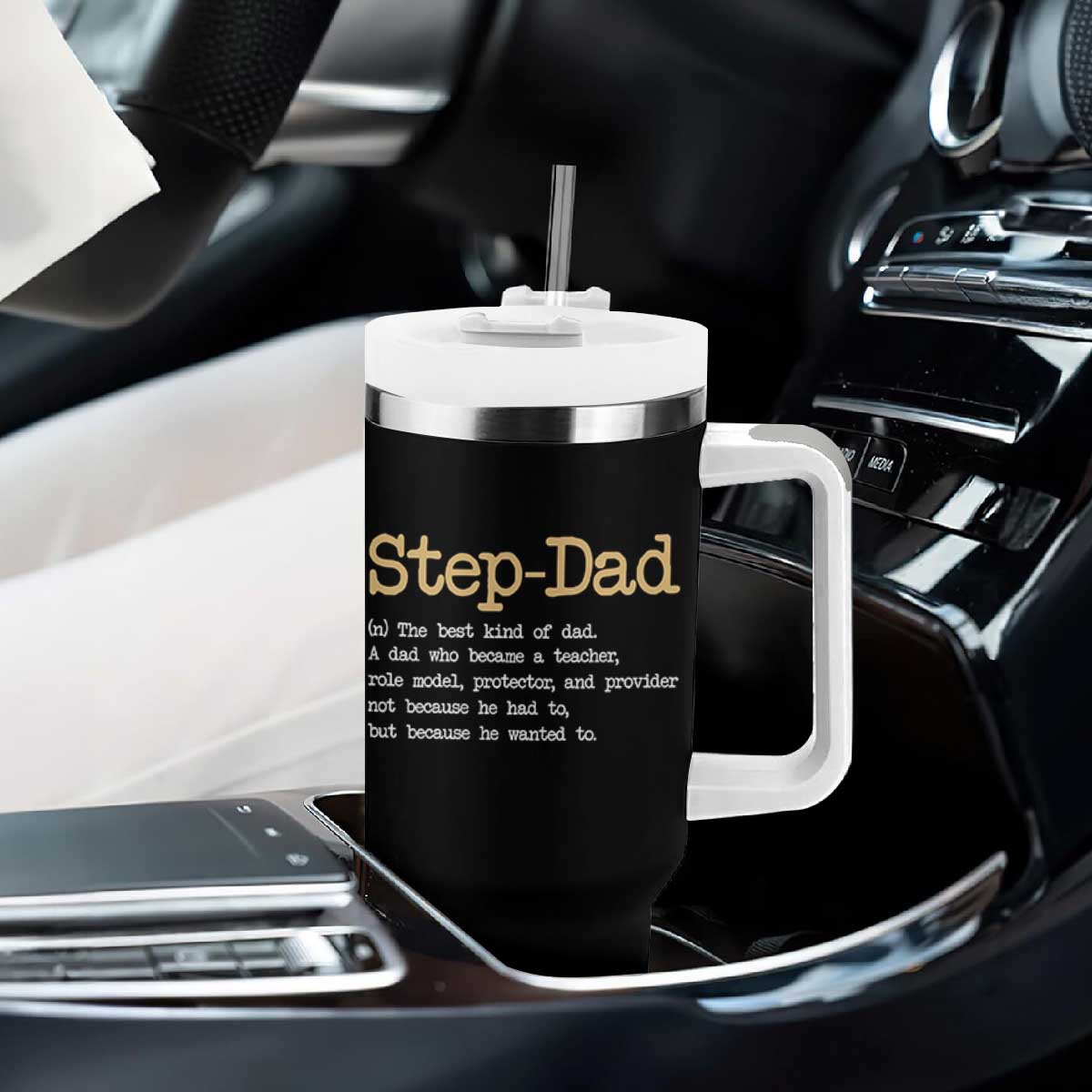 Stepdad Gifts Tumbler With Handle Step Dad Definition Bonus Dad Fathers Day TS10 Print Your Wear