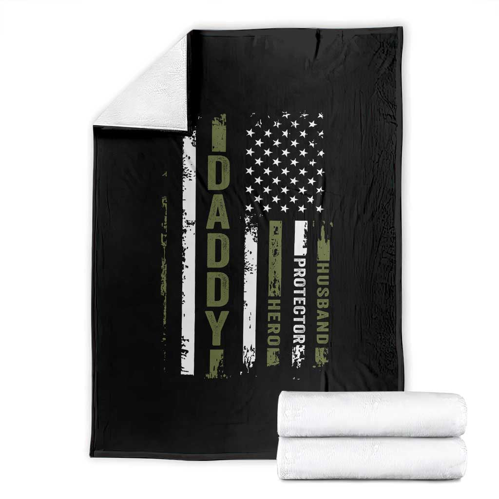 Daddy Husband Protector Hero Throw Blanket Fathers Day Vintage American Flag TS10 Black Print Your Wear