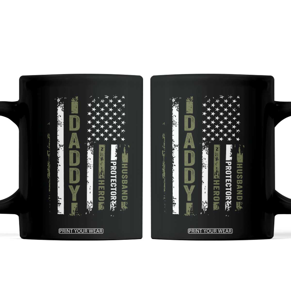Daddy Husband Protector Hero Coffee Mug Fathers Day Vintage American Flag TS10 Black Print Your Wear