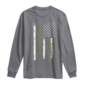 Daddy Husband Protector Hero Long Sleeve Shirt Fathers Day Vintage American Flag TS10 Charcoal Print Your Wear