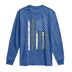 Daddy Husband Protector Hero Long Sleeve Shirt Fathers Day Vintage American Flag TS10 Royal Blue Print Your Wear