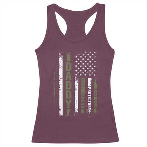 Daddy Husband Protector Hero Racerback Tank Top Fathers Day Vintage American Flag TS10 Maroon Print Your Wear