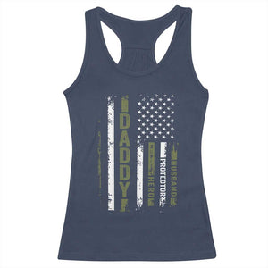 Daddy Husband Protector Hero Racerback Tank Top Fathers Day Vintage American Flag TS10 Navy Print Your Wear