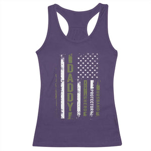 Daddy Husband Protector Hero Racerback Tank Top Fathers Day Vintage American Flag TS10 Purple Print Your Wear