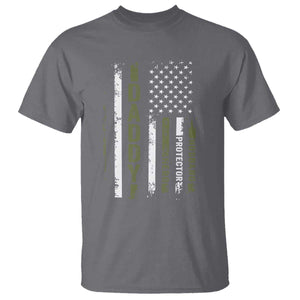 Daddy Husband Protector Hero T Shirt Fathers Day Vintage American Flag TS10 Charcoal Print Your Wear