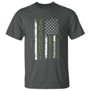 Daddy Husband Protector Hero T Shirt Fathers Day Vintage American Flag TS10 Dark Heather Print Your Wear