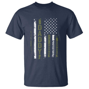 Daddy Husband Protector Hero T Shirt Fathers Day Vintage American Flag TS10 Navy Print Your Wear