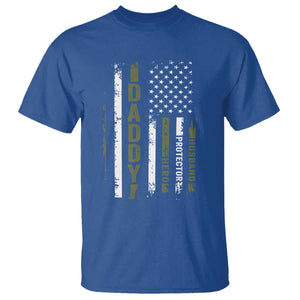 Daddy Husband Protector Hero T Shirt Fathers Day Vintage American Flag TS10 Royal Blue Print Your Wear