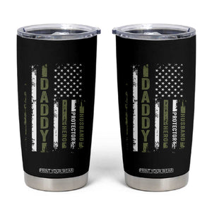 Daddy Husband Protector Hero Tumbler Cup Fathers Day Vintage American Flag TS10 Black Print Your Wear
