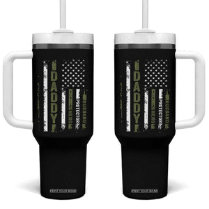 Daddy Husband Protector Hero Tumbler With Handle Fathers Day Vintage American Flag TS10 One Size: 40 oz Black Print Your Wear