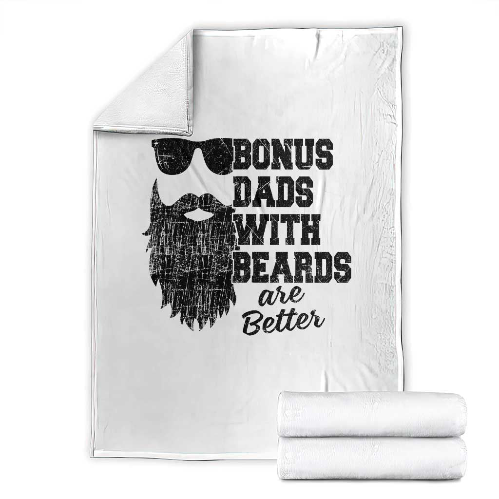Bonus Dads With Beards Are Better Throw Blanket Retro Step Dad Fathers Day TS10 Black Print Your Wear