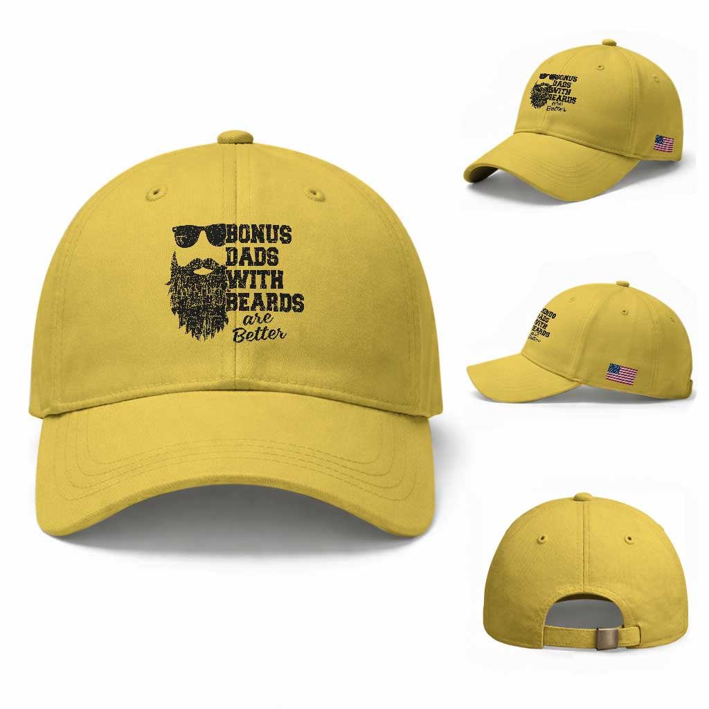 Bonus Dads With Beards Are Better Baseball Cap Retro Step Dad Fathers Day TS10 Baseball Cap Universal Fit Yellow Print Your Wear