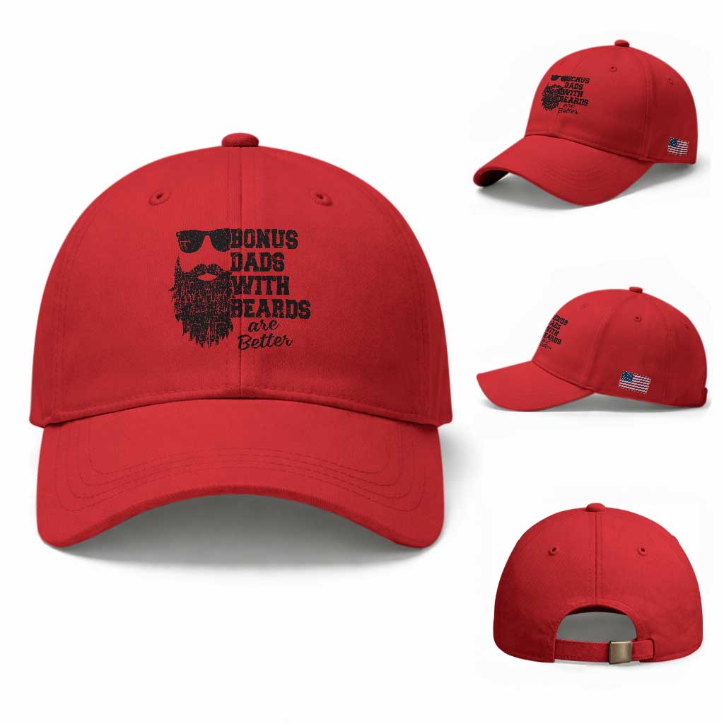 Bonus Dads With Beards Are Better Baseball Cap Retro Step Dad Fathers Day TS10 Baseball Cap Universal Fit Red Print Your Wear
