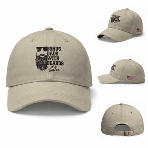 Bonus Dads With Beards Are Better Baseball Cap Retro Step Dad Fathers Day TS10 Baseball Cap Universal Fit Beige Print Your Wear