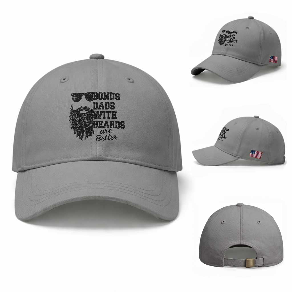 Bonus Dads With Beards Are Better Baseball Cap Retro Step Dad Fathers Day TS10 Baseball Cap Universal Fit Sport Gray Print Your Wear