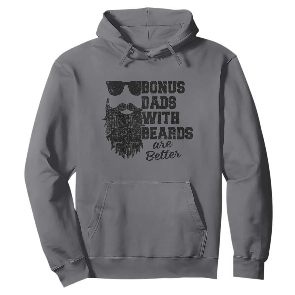 Bonus Dads With Beards Are Better Hoodie Retro Step Dad Fathers Day TS10 Charcoal Print Your Wear