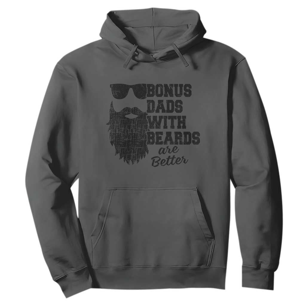 Bonus Dads With Beards Are Better Hoodie Retro Step Dad Fathers Day TS10 Dark Heather Print Your Wear