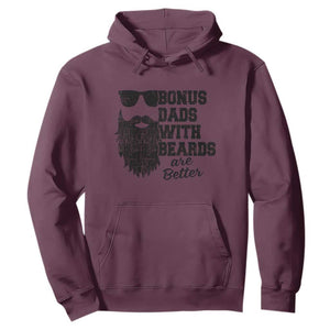 Bonus Dads With Beards Are Better Hoodie Retro Step Dad Fathers Day TS10 Maroon Print Your Wear