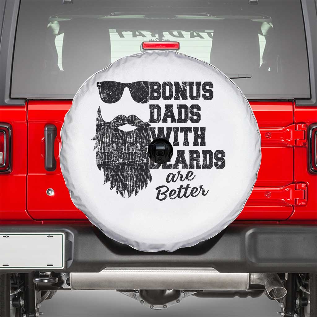Bonus Dads With Beards Are Better Spare Tire Cover Retro Step Dad Fathers Day TS10 White Print Your Wear