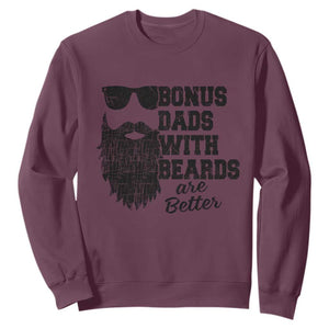 Bonus Dads With Beards Are Better Sweatshirt Retro Step Dad Fathers Day TS10 Maroon Print Your Wear