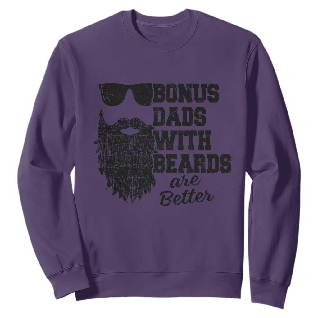 Bonus Dads With Beards Are Better Sweatshirt Retro Step Dad Fathers Day TS10 Purple Print Your Wear