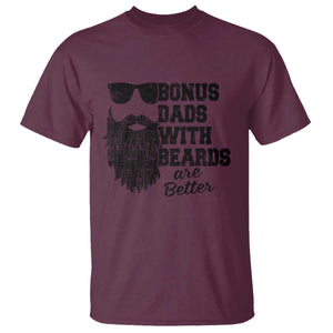 Bonus Dads With Beards Are Better T Shirt Retro Step Dad Fathers Day TS10 Maroon Print Your Wear
