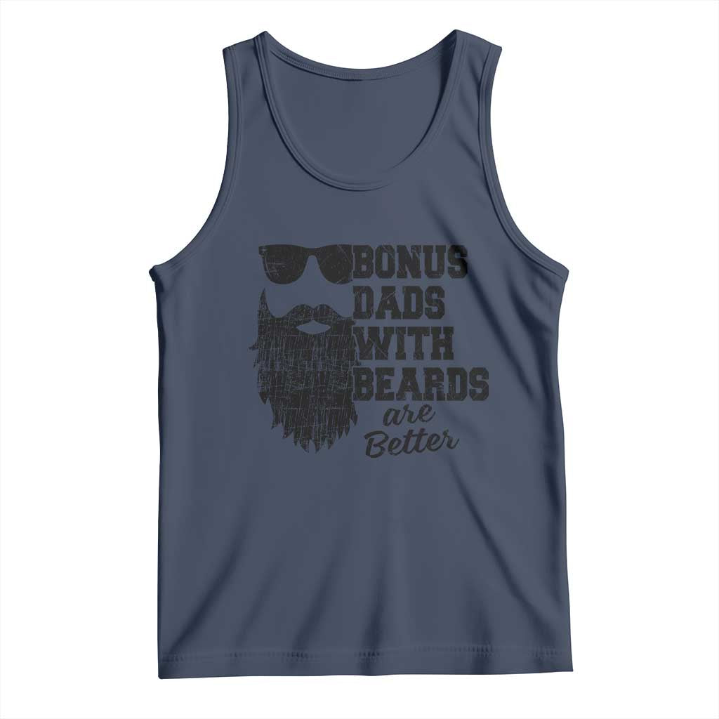Bonus Dads With Beards Are Better Tank Top Retro Step Dad Fathers Day TS10 Navy Print Your Wear