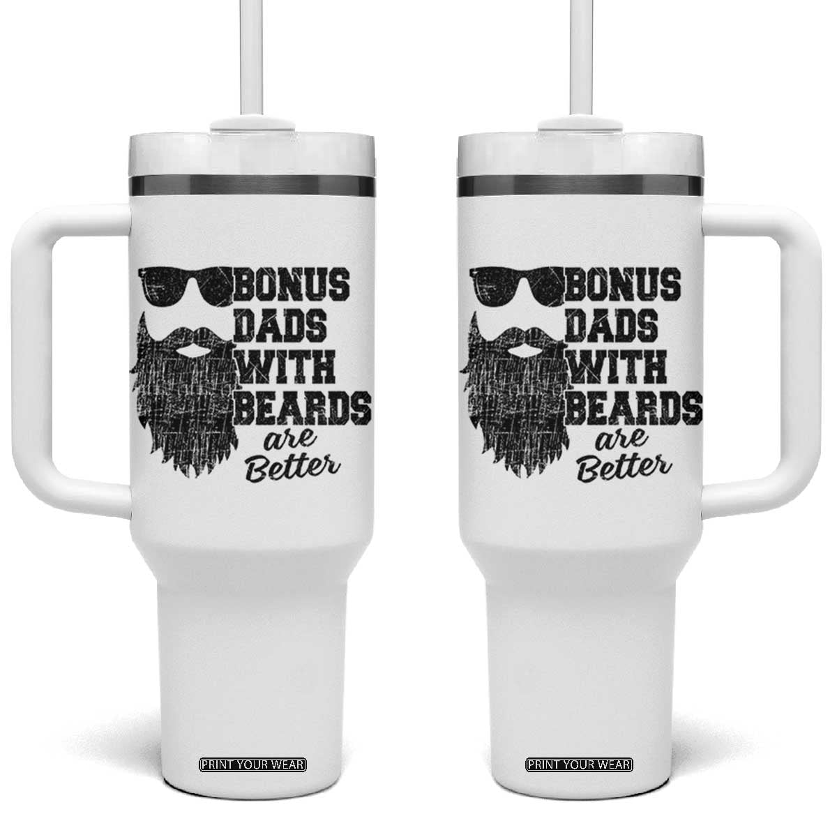 Bonus Dads With Beards Are Better Tumbler With Handle Retro Step Dad Fathers Day TS10 One Size: 40 oz White Print Your Wear
