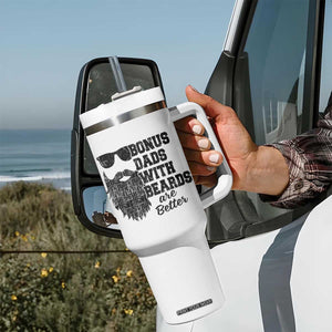Bonus Dads With Beards Are Better Tumbler With Handle Retro Step Dad Fathers Day TS10 Print Your Wear