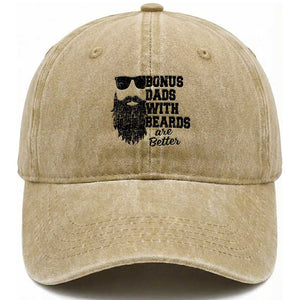 Bonus Dads With Beards Are Better Washed Cotton Baseball Cap Retro Step Dad Fathers Day TS10 Print Your Wear