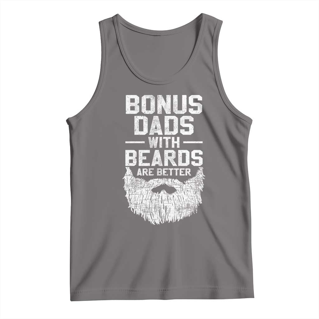 Bonus Dads With Beards Are Better Tank Top Funny Stepdad Stepfather Fathers Day TS10 Deep Heather Print Your Wear