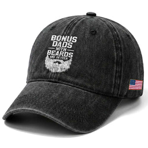 Bonus Dads With Beards Are Better Washed Cotton Baseball Cap Funny Stepdad Stepfather Fathers Day TS10 Print Your Wear