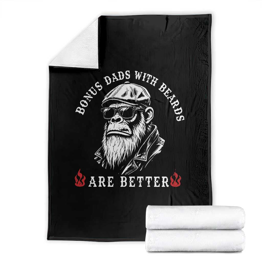 Bonus Dad Gifts Throw Blanket Retro Bigfoot Stepdad With Beards Are Better TS10 Black Print Your Wear