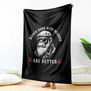 Bonus Dad Gifts Throw Blanket Retro Bigfoot Stepdad With Beards Are Better TS10 Print Your Wear